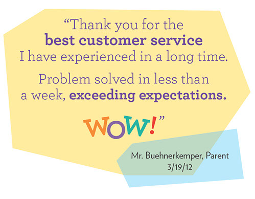 Thank you for the best customer service I have experienced in a long time. Problem solved in less than a week, exceeding expectations. WOW!
